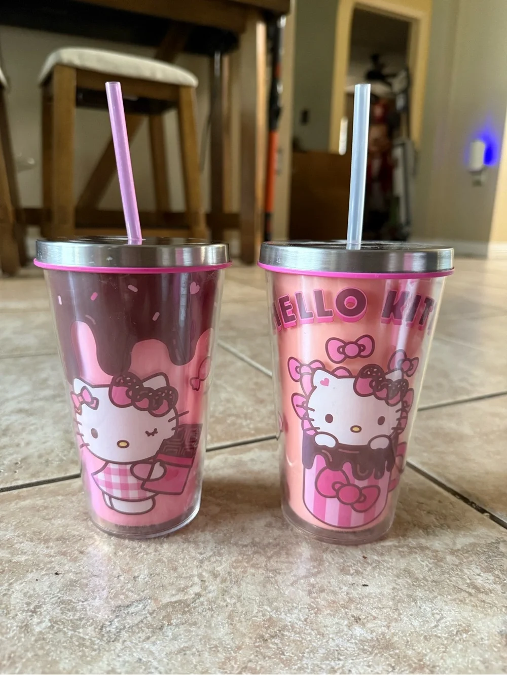 Hello Kitty Pink Ice Cream Duo Tumbler Set with Reusable Straws